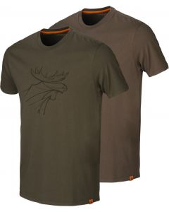 Härkila Graphic T-Shirt 2er-pack Willow green/Slate brown