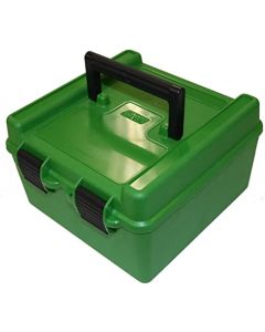 24R-100-10 MTM Case Gard Deluxe Ammo Box 100 Round Handle 22-250 to 458 Win Green