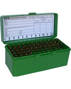 24RM-60-10 Patronenbox, 60 Schuss, Klappdeckel, .243 / .308 Win., .220 Swift, grün