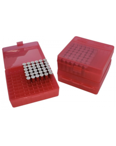 24P-100-3-29 MTM Case Gard Ammo Box 100 Round Flip-Top 38 - 357 Clear Red